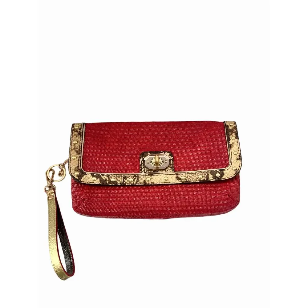 Coach OOAK upstyled Natalie straw wicker clutch